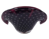Vintage SEGUSO Hand Blown Purple Art Glass Clam-shell Bowl with Controlled Bubbles, 1950s Murano Glass Ashtray, Italian Home Decor