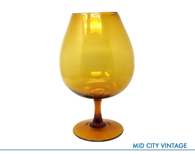 Amber Glass Hurricane Vase | Amber Glassware | Mid Century Modern | Table Centerpiece Vase | Vase for Flowers