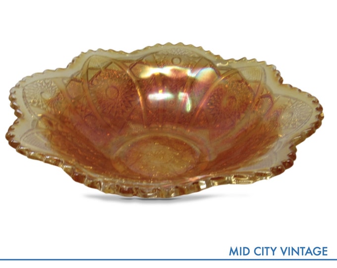 Vintage Imperial Marigold Carnival Glass Bowl | Vintage Carnival Glassware | Gold Glass Bowl