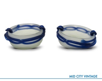 Vintage Frosted Glass Ashtrays - A Pair | Versatile Home and Bar Decor, Mid Century Modern, Catch-all Bowls
