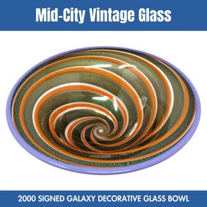 Galaxy Swirl Decorative Glass Bowl, Signed 2000, Hand-blown Multicolored Glass Bowl, Centerpiece Bowl, Table Centerpiece, Collectible Glass