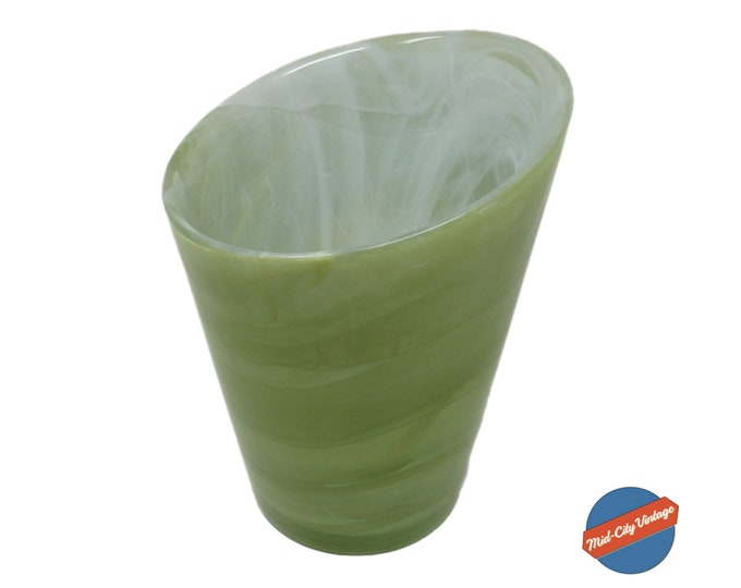 Sea Glasbruk Candy Vase in Green and White | Sea Glasbruk of Sweden | Scandinavian Glass | Table Centerpiece Vase