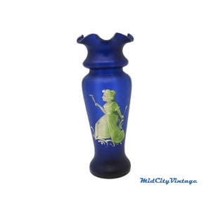 Antique Cobalt Blue Mary Gregory Style Vase.