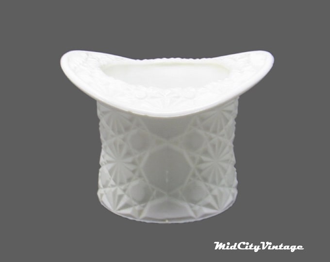 Vintage Indiana White Glass Top Hat Toothpick Holder, Vintage Glassware, Mid Century Modern, Table Top Decor