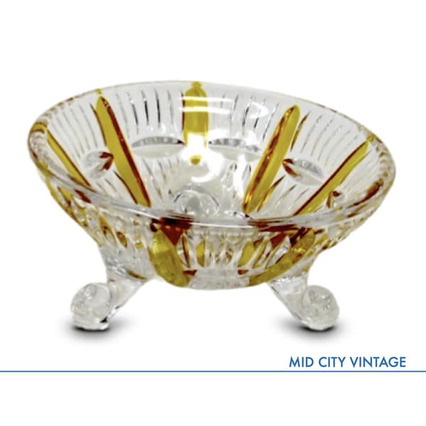 Vintage Walther Kristallglas Bowl | Gold Accents | Clear Crystal | Catch-All Dish