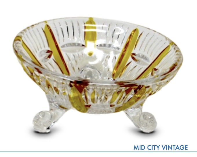 Vintage Walther Kristallglas Bowl | Gold Accents | Clear Crystal | Catch-All Dish
