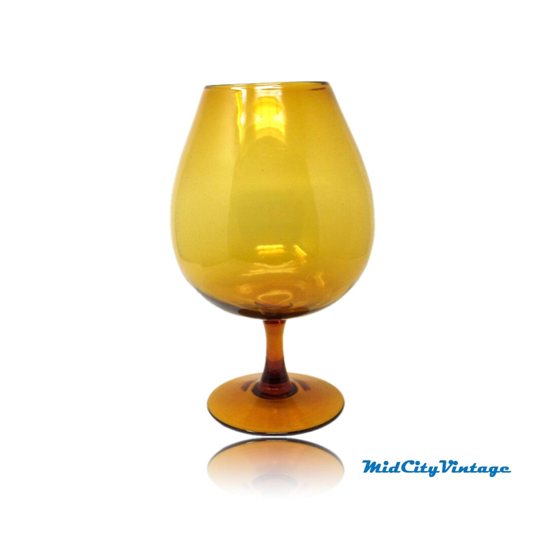 1960s Amber Glass Hurricane Vase Amber Glassware Large Vase Etsy