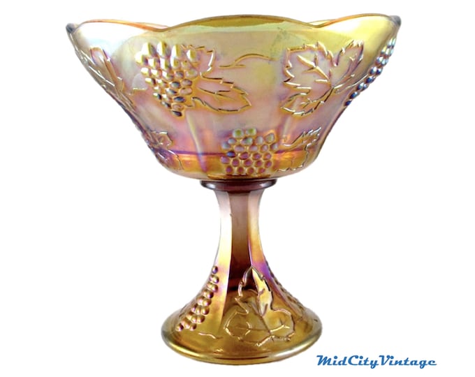 Vintage Indiana Iridescent Glass Wedding Bowl  - 1970s - Harvest Pattern #1259