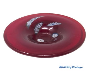 Fused Glass Bowl in Red and Black