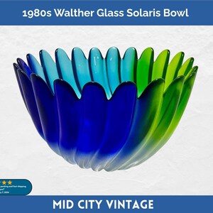 1980s Walther Glass Solaris Bowl | Blue Green Teal