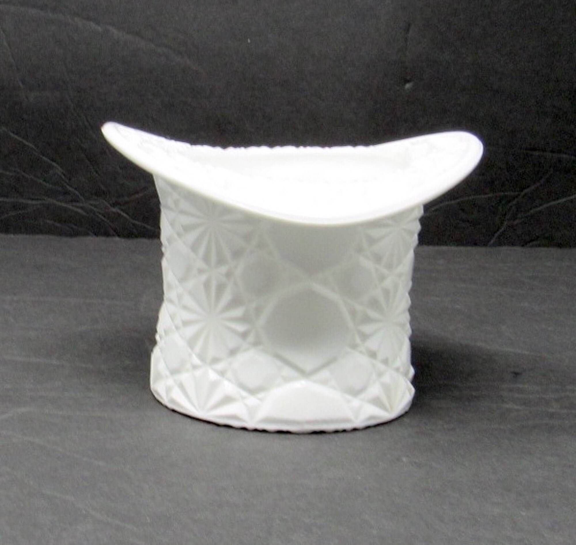 Vintage Indiana White Glass Top Hat Toothpick Holder, Vintage Glassware