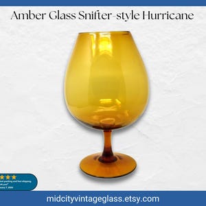 Oversized Amber Glass Brandy Snifter: Mid-Century Modern Empoli Style