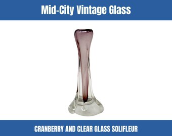 Hand-blown Lavender and Clear Glass Vase | Art Glass Solifleur