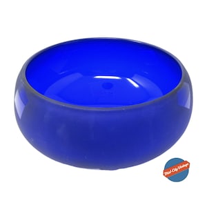 Hand-Blown Cobalt Blue Satin Glass Bowl: Etched Square Design