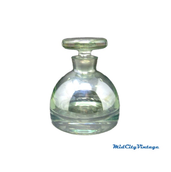 Krosno Iridescent Green Glass Perfume/Cologne Bott