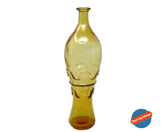 1960s Rossini (Empoli) Gold Glass Wine Decanter - 1960s, Vintage Glassware, Mid Century Modern, Italian Glass Decanter