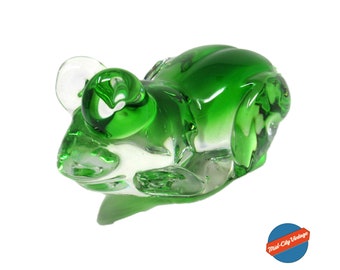 Hand-blown Glass Frog Paper Weight, Glass Desk Accessory, Home Office Decor, Student Desk Decor, Glass Figurine