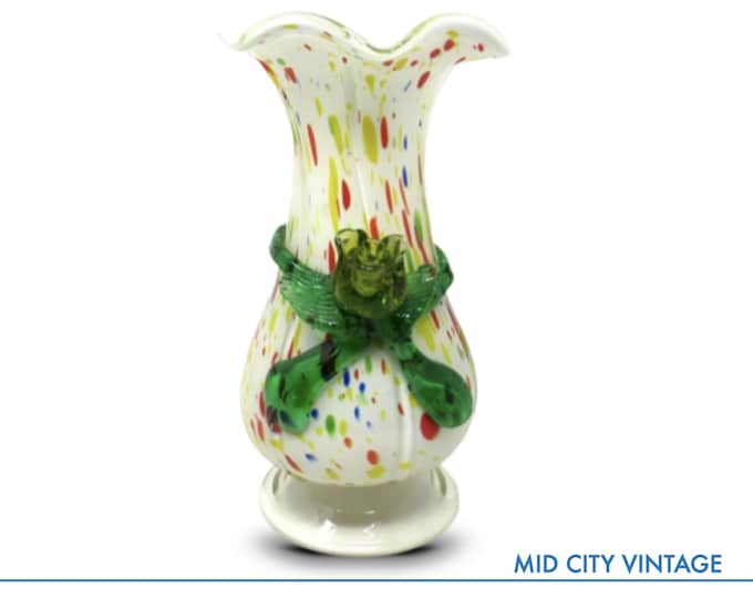 Antique Stevens & Williams Confetti Glass Vase | Hand-Blown Glass | Vintage Home Decor