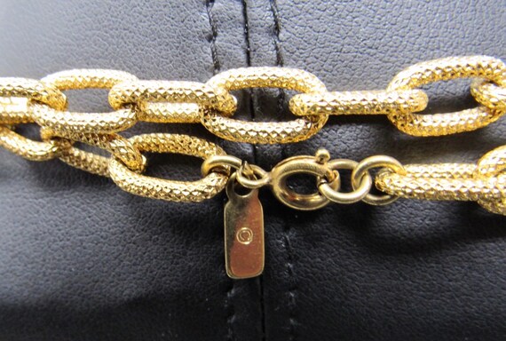 Monet Textured Gold-tone Metal Chain LInk Necklac… - image 4