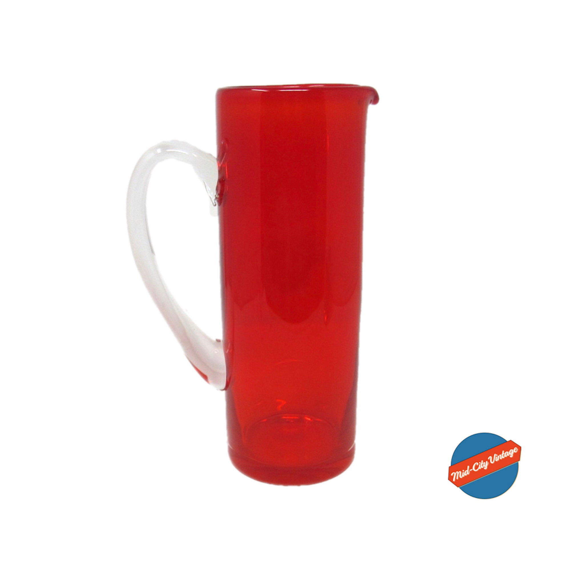 Red Crystal Martini Pitcher 1.5 Liter Pitcher Vintage Glassware