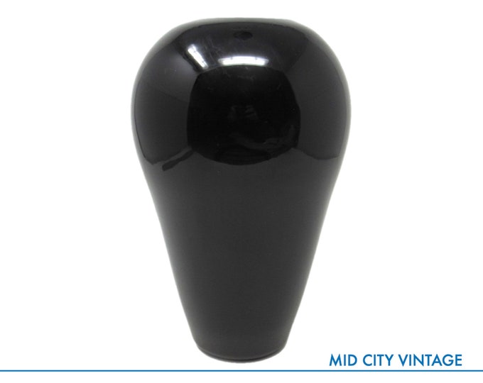 Vintage Hand-blown Jet-Black Glass Shoulder Vase | Signed by Artist Steven Correia | Mid-century Modern Style Home Décor