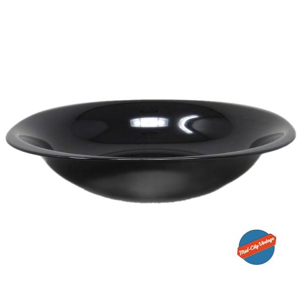 Art Deco-Era Black Glass Serving Bowl | Manufactured in France | Vintage Glassware | Black Glassware