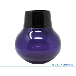 Steven Correia Art Glass Vase: Hand-Blown Purple & Black, Signed 2001