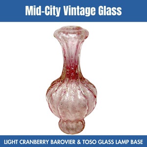 Vintage Barovier & Toso Murano Glass Lamp Base: Light Cranberry Hollywood Regency
