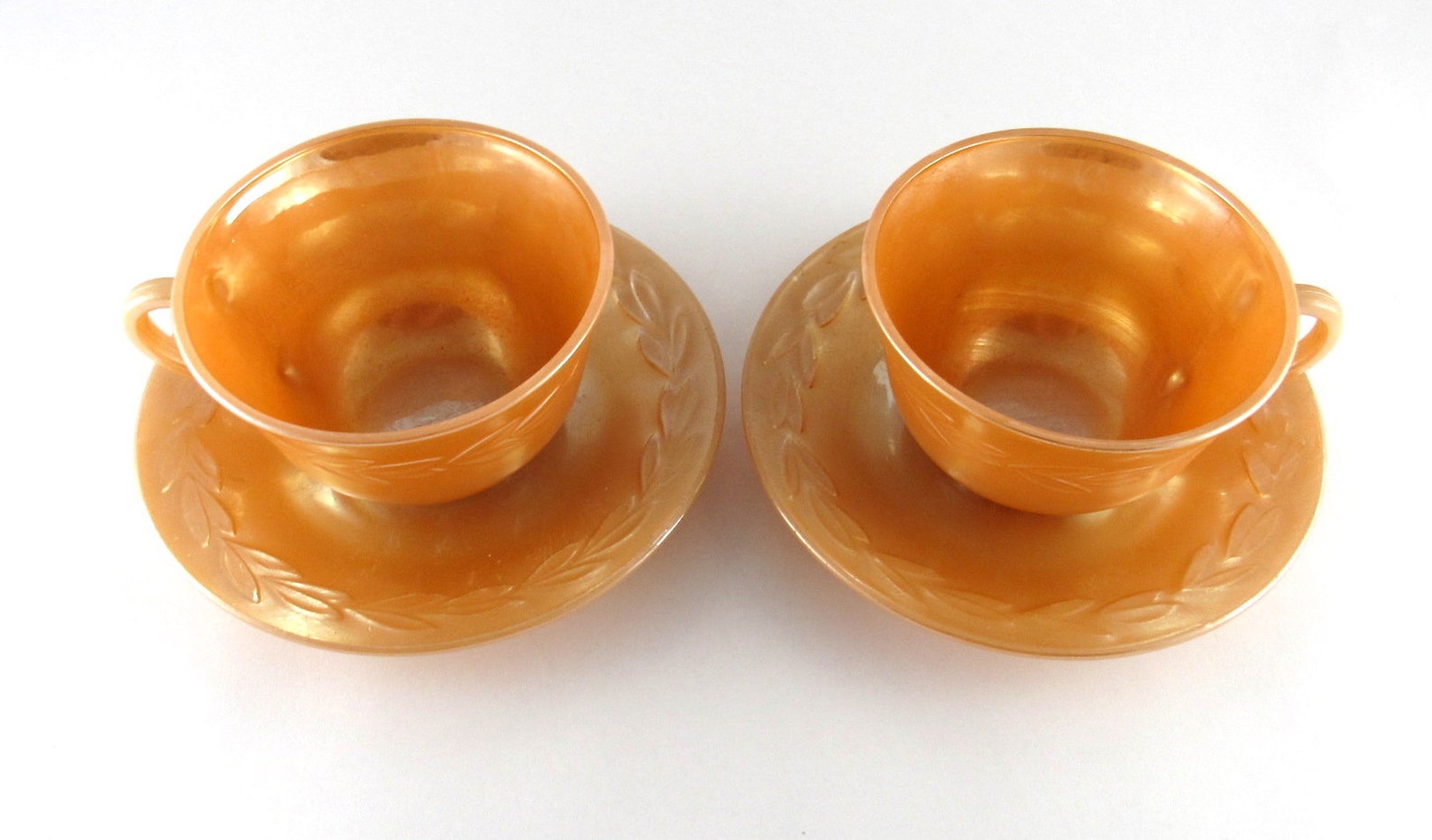 ANCHOR HOCKING Glass Coffee Cups and Saucers A Pair Fire Etsy