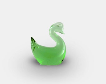 Glass Duck Figurine in Green by Pilgrim Glass Co. - 1950s