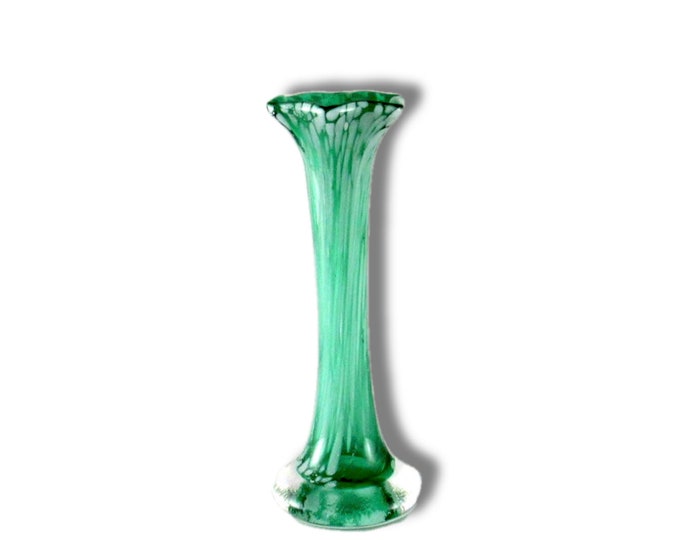 Vintage Green and White Bud Vase