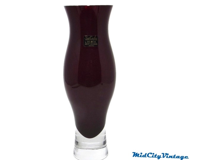 Block of Argentina San Carlos Crystal Vase in Ruby Red