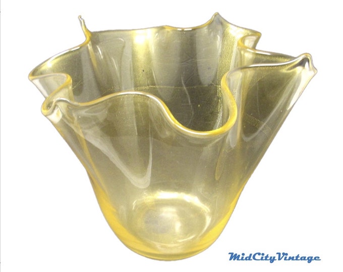 Glass Handkerchief Vase with Gold Aventurine
