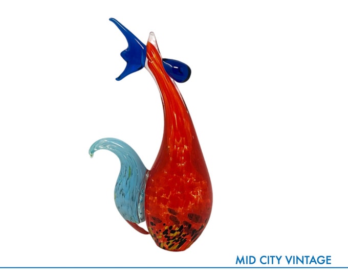 Colorful Hand-blown Glass Rooster by Fifth Avenue | Glass Figurines | Glass Knick Knacks | Glass Paperweights