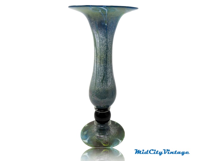 Marbled Glass Vase - 1999 - Signed by Artist KFK Studio