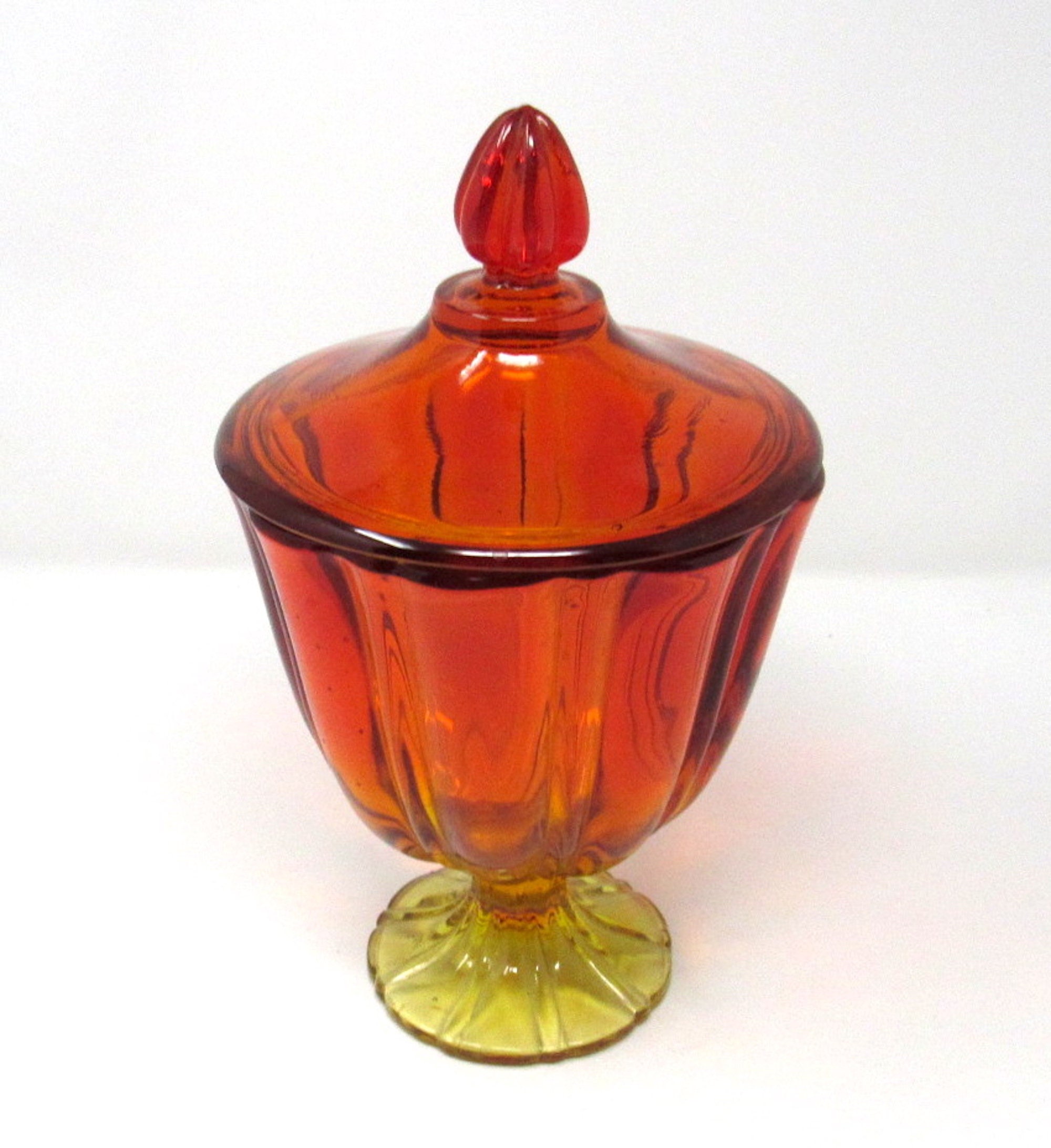 Vintage LE SMITH Amberina Candy Jar with Lid Etsy