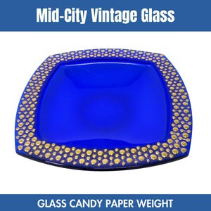 1960s Cobalt Glass Bowl with Gold Decoration by Walther Glass of Germany - Mid Century Modern, Made in Germany, Collectible Glass Bowl
