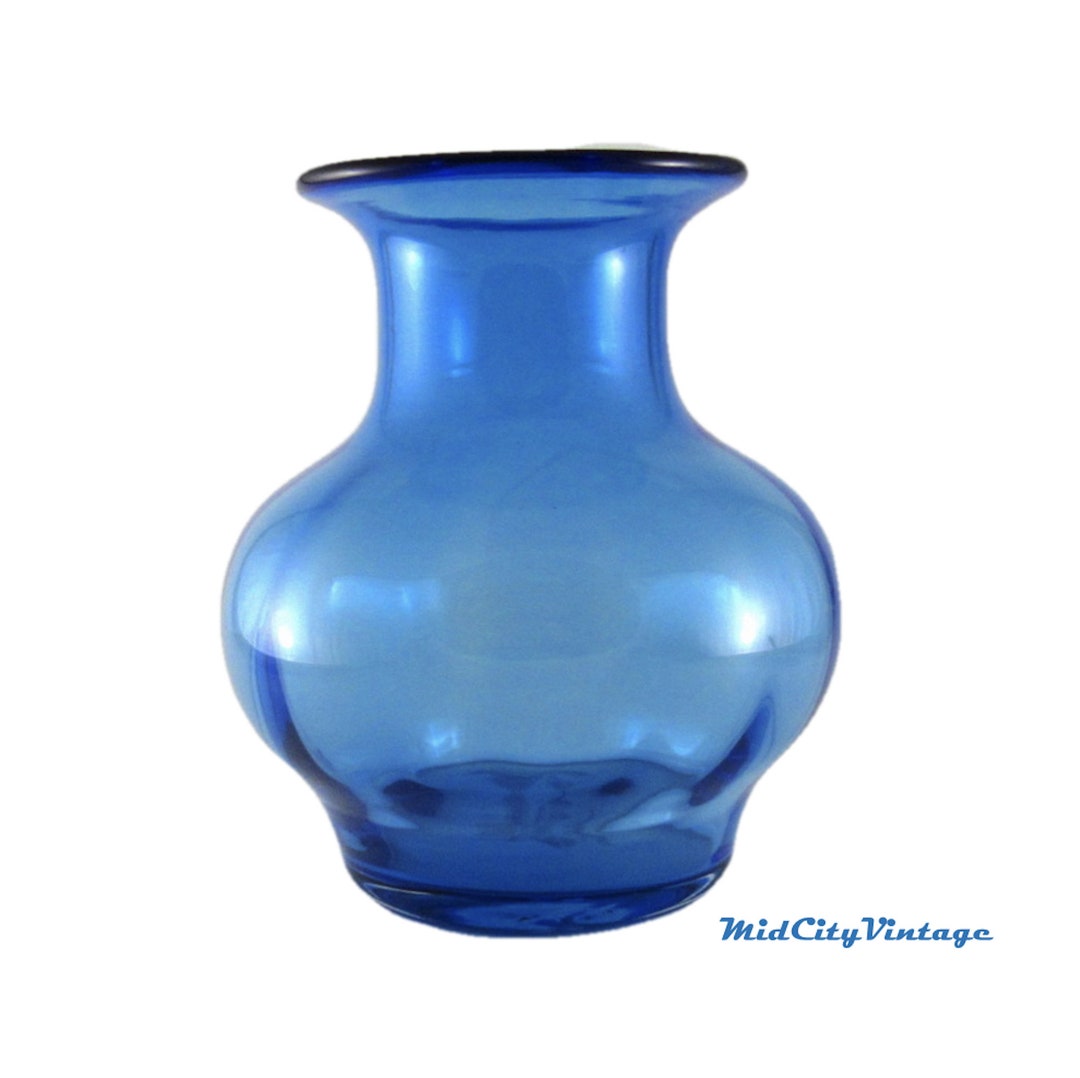 Blenko Turquoise Glass Vase No. 8713 From the 1990s Etsy