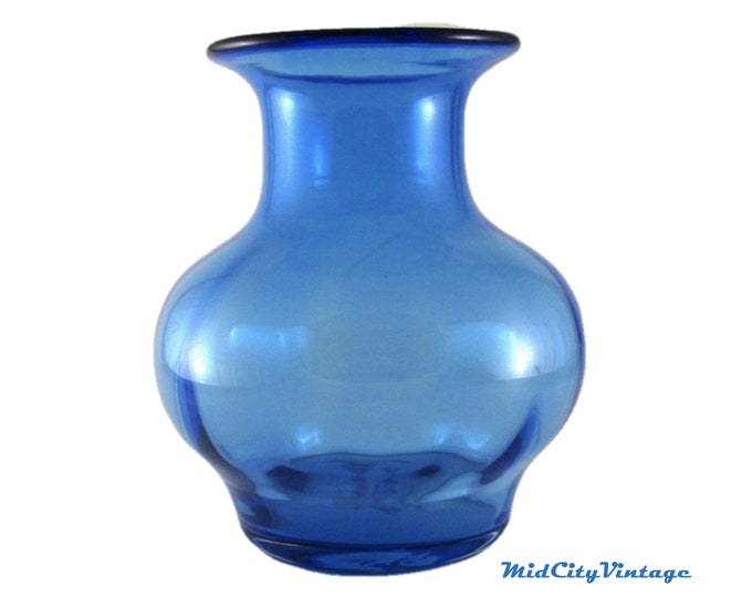 Blenko Turquoise Glass Vase No. 8713 - 1990s