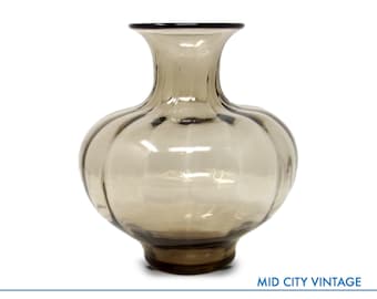 Smoke Optic Glass Vase by Larry Lasso for Mikasa Japan | Vintage Glass Vase | Elegant Home Decor | Table Centerpiece Vase