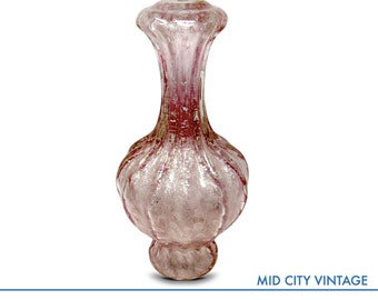 1950s Murano Glass Lamp Base in Light Cranberry, Barovier & Toso Glass Lamp, Hollywood Regency Style Glass Lamp, Mid-century Glass Lamp