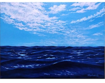 Original Seascape Painting: Ocean Waves on Canvas (12x16)