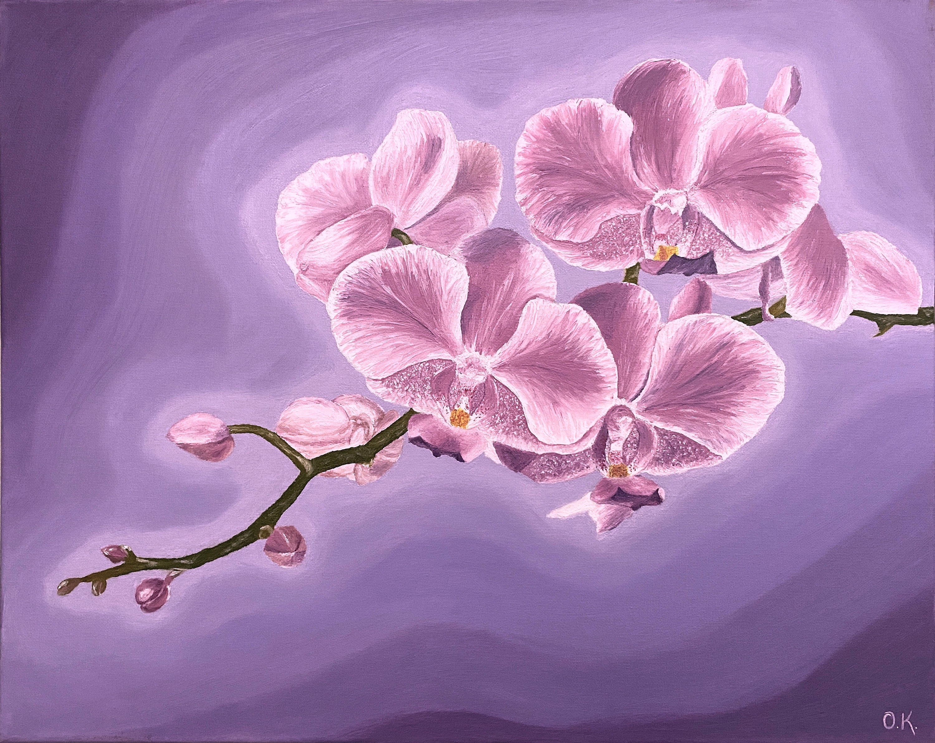Purple Orchid Flower Painting