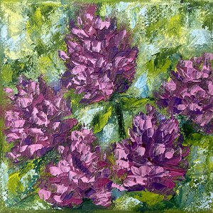 Clover Painting Wildflower Artwork Meadow Clover Field Impasto Original Floral Miniature Art 4 x 4 x 1.5 by Olga Kurbanova