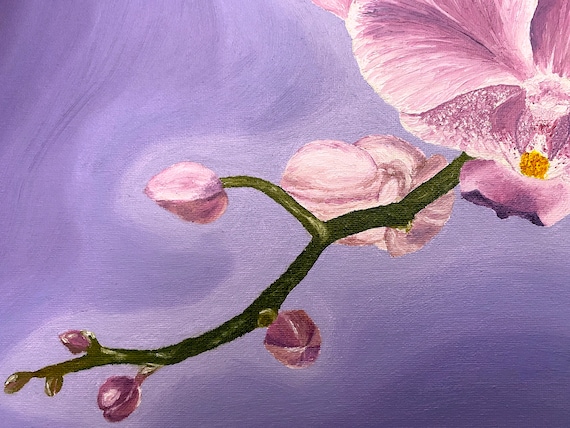 Orchid Painting Original Artwork on Canvas Orchids Art Pink