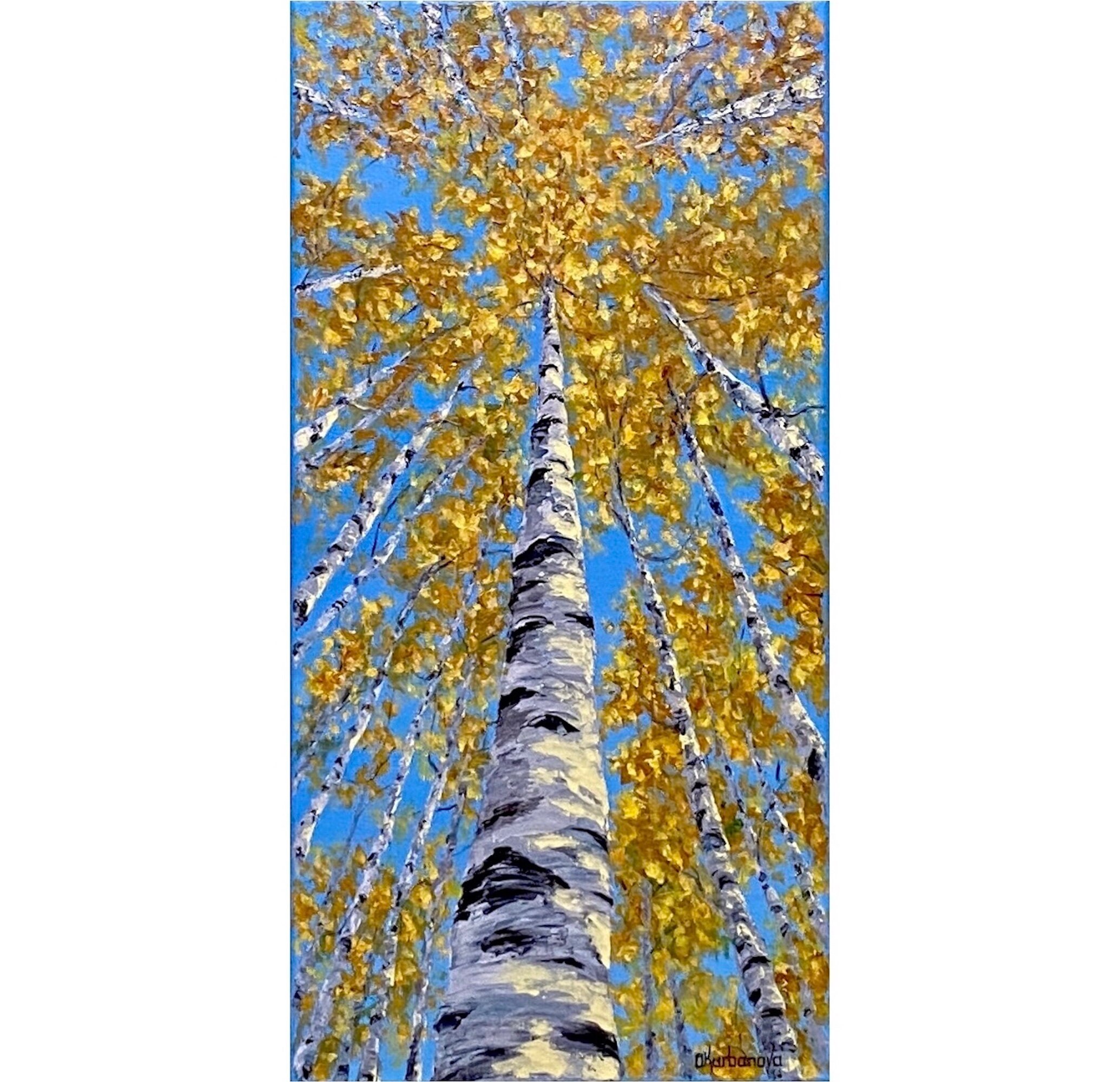 Birch tree painting original Yellow birch tree wall art Fall Etsy