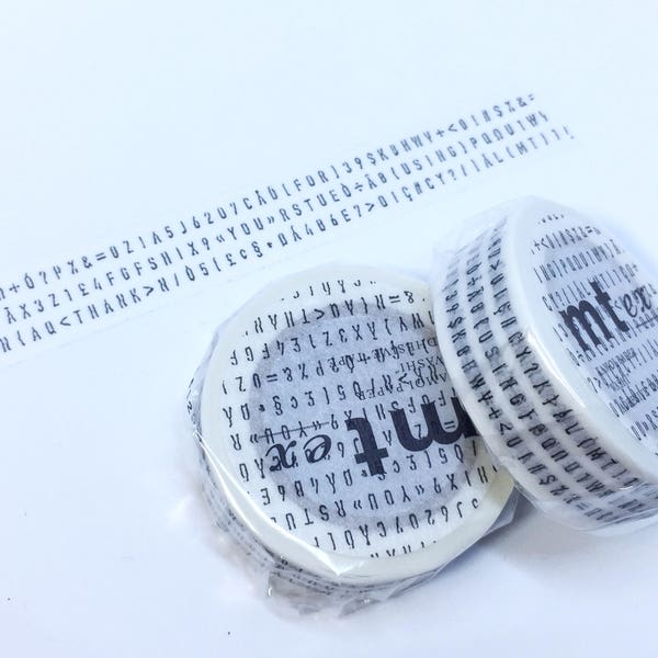 MT washitape typography letters// Japanese washi tape // masking tape // black and white