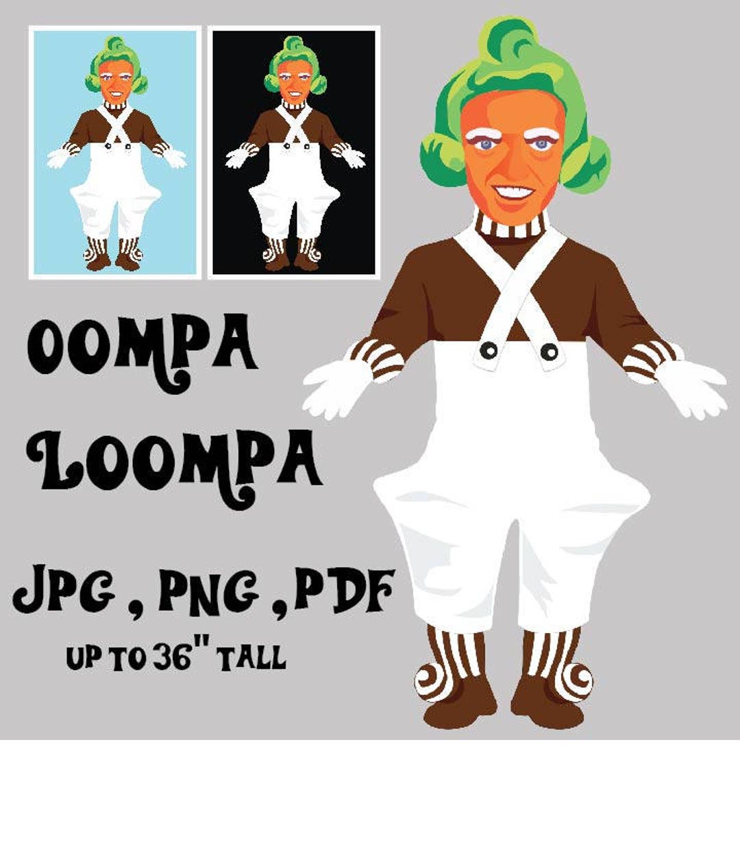 Hi Resolution Oompa Loompa Candy Maker Willy Wonka Clip Art for Poster