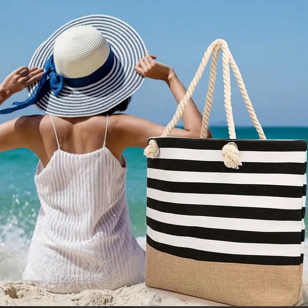 Striped Beach Bag - Etsy
