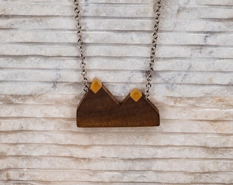 Wood Necklace - Mountains